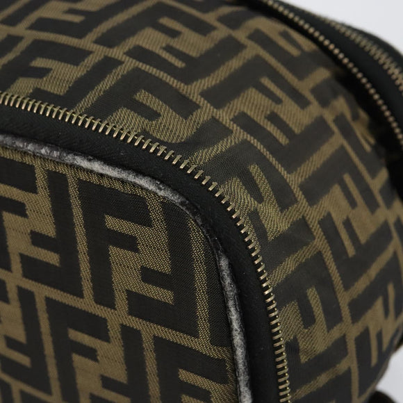 FENDI Zucca Canvas Vanity Hand Bag Brown Black Auth ki6064