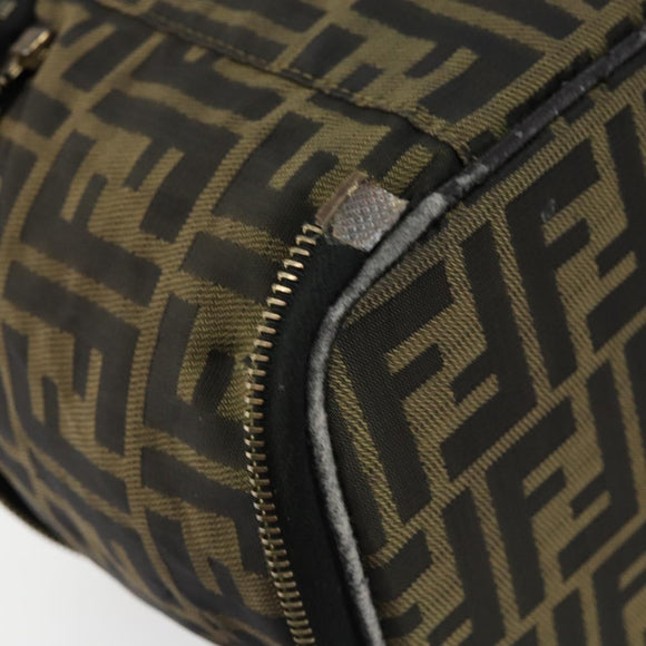 FENDI Zucca Canvas Vanity Hand Bag Brown Black Auth ki6064
