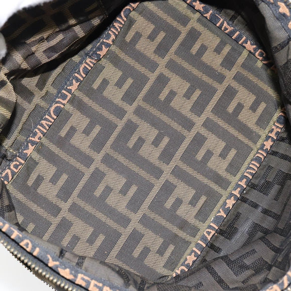 FENDI Zucca Canvas Vanity Hand Bag Brown Black Auth ki6064