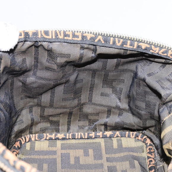 FENDI Zucca Canvas Vanity Hand Bag Brown Black Auth ki6064