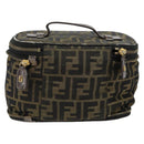 FENDI Zucca Canvas Vanity Hand Bag Brown Black Auth ki6064-2