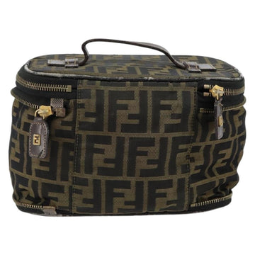 FENDI Zucca Canvas Vanity Hand Bag Brown Black Auth ki6064 - 0