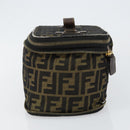 FENDI Zucca Canvas Vanity Hand Bag Brown Black Auth ki6064-3