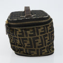 FENDI Zucca Canvas Vanity Hand Bag Brown Black Auth ki6064-4
