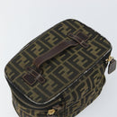 FENDI Zucca Canvas Vanity Hand Bag Brown Black Auth ki6064-6