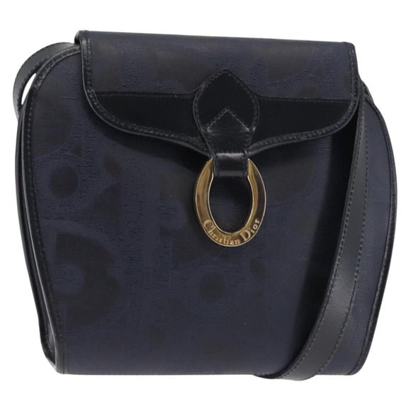 Christian Dior Trotter Canvas Shoulder Bag PVC Leather Navy Auth ki6068