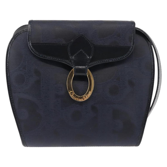 Christian Dior Trotter Canvas Shoulder Bag PVC Leather Navy Auth ki6068