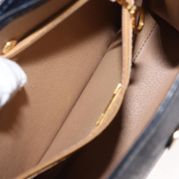 Christian Dior Trotter Canvas Shoulder Bag PVC Leather Navy Auth ki6068