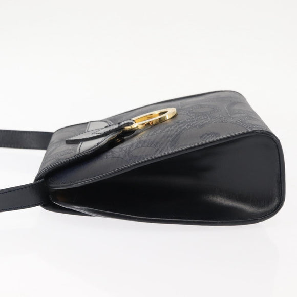 Christian Dior Trotter Canvas Shoulder Bag PVC Leather Navy Auth ki6068