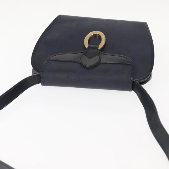 Christian Dior Trotter Canvas Shoulder Bag PVC Leather Navy Auth ki6068