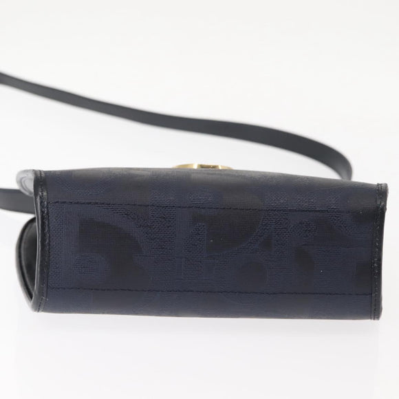Christian Dior Trotter Canvas Shoulder Bag PVC Leather Navy Auth ki6068