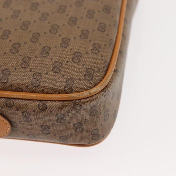 GUCCI Micro GG Canvas Shoulder Bag PVC Leather Beige Auth ki6069