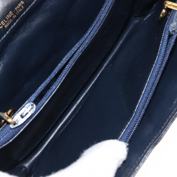CELINE C Macadam Canvas Shoulder Bag Navy Auth ki6071