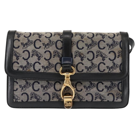 CELINE C Macadam Canvas Shoulder Bag Navy Auth ki6071