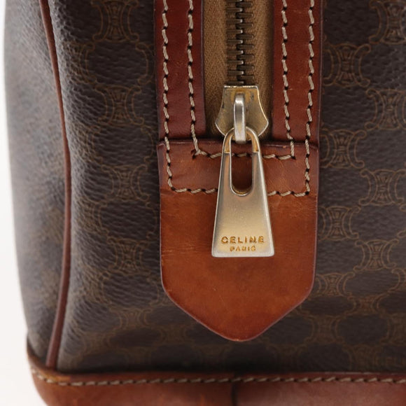CELINE Macadam Canvas Hand Bag PVC Leather Brown Auth ki6075