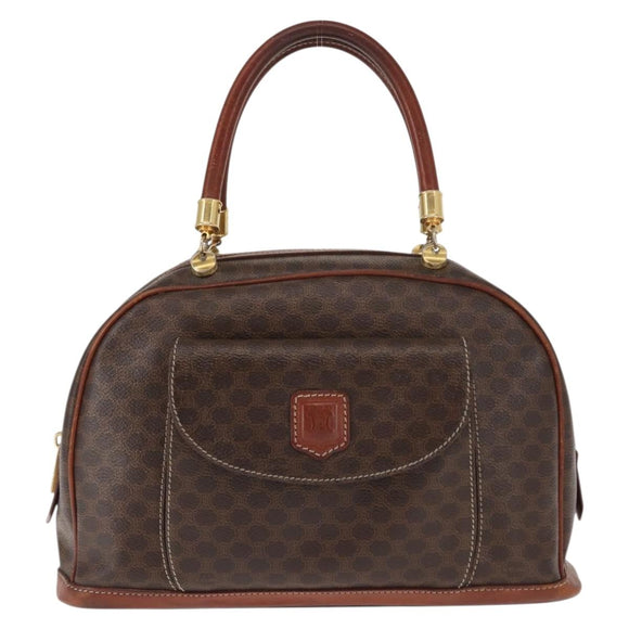 CELINE Macadam Canvas Hand Bag PVC Leather Brown Auth ki6075