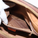CELINE Macadam Canvas Hand Bag PVC Leather Brown Auth ki6075-11