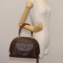 CELINE Macadam Canvas Hand Bag PVC Leather Brown Auth ki6075-22