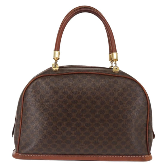 CELINE Macadam Canvas Hand Bag PVC Leather Brown Auth ki6075