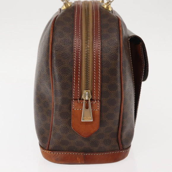 CELINE Macadam Canvas Hand Bag PVC Leather Brown Auth ki6075
