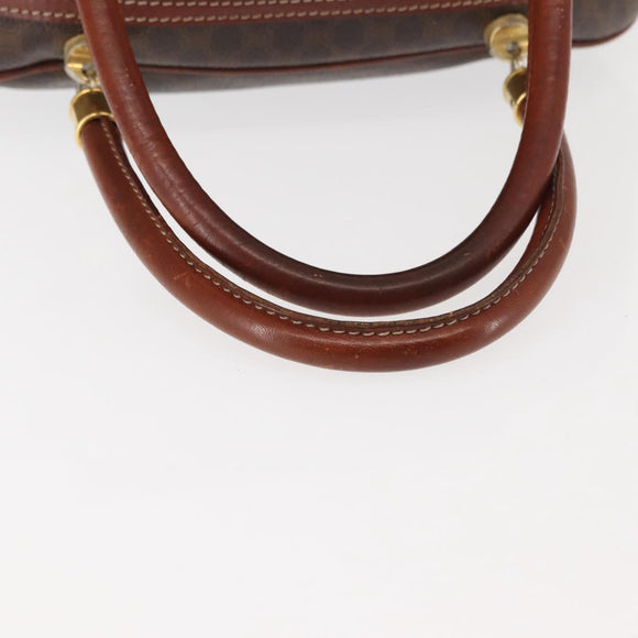 CELINE Macadam Canvas Hand Bag PVC Leather Brown Auth ki6075