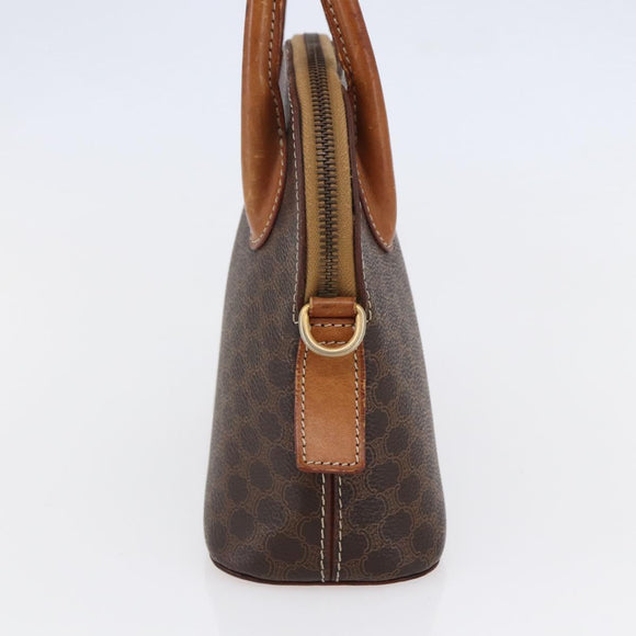 CELINE Macadam Canvas Hand Bag PVC Leather Brown Auth ki6076