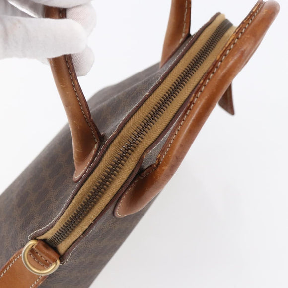 CELINE Macadam Canvas Hand Bag PVC Leather Brown Auth ki6076