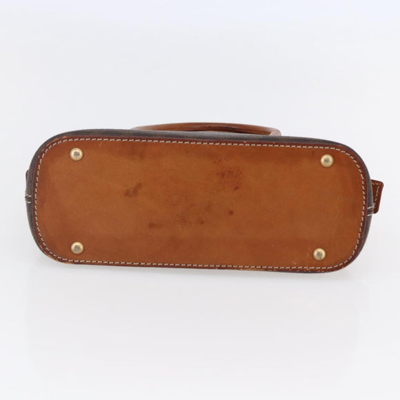 CELINE Macadam Canvas Hand Bag PVC Leather Brown Auth ki6076