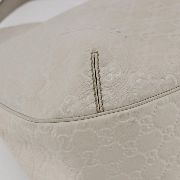 GUCCI Guccissima GG Shoulder Bag Leather White Auth ki6079