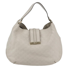 GUCCI Guccissima GG Shoulder Bag Leather White Auth ki6079 - 0
