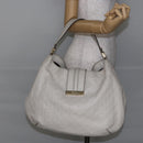 GUCCI Guccissima GG Shoulder Bag Leather White Auth ki6079-21