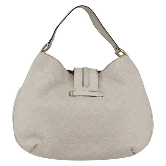 GUCCI Guccissima GG Shoulder Bag Leather White Auth ki6079
