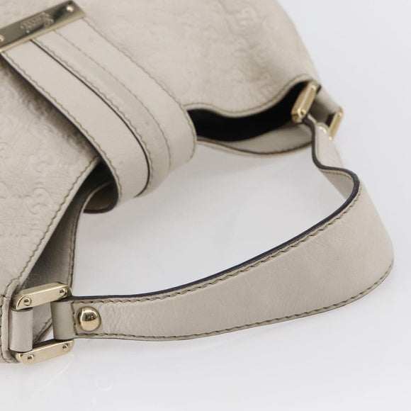 GUCCI Guccissima GG Shoulder Bag Leather White Auth ki6079