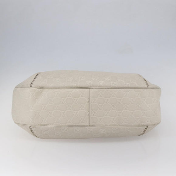GUCCI Guccissima GG Shoulder Bag Leather White Auth ki6079