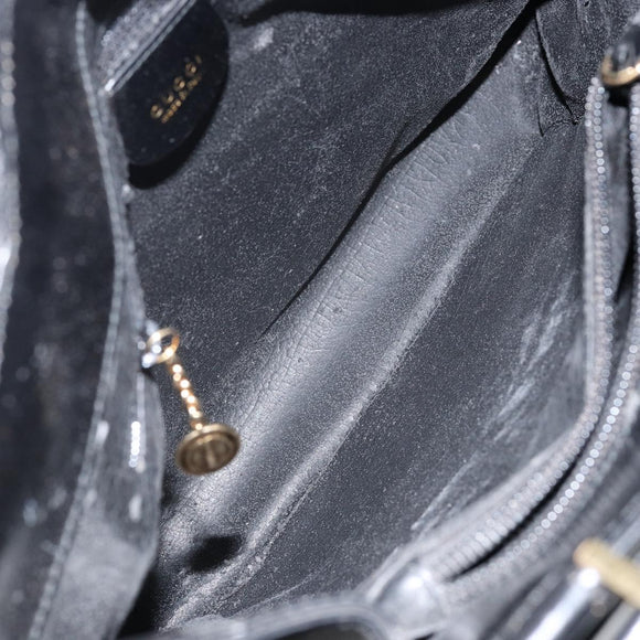 GUCCI Tote Bag Leather Black Auth ki6082