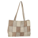 CHANEL patchwork Tote Bag Suede Beige CC Auth ki6084-1