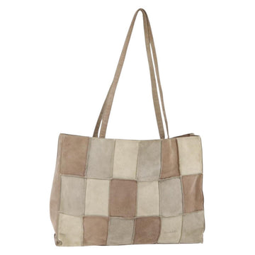 CHANEL patchwork Tote Bag Suede Beige CC Auth ki6084