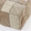 CHANEL patchwork Tote Bag Suede Beige CC Auth ki6084-10