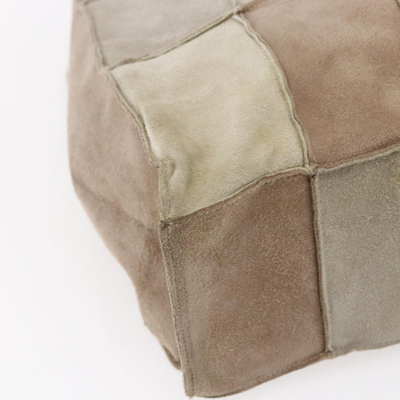 CHANEL patchwork Tote Bag Suede Beige CC Auth ki6084