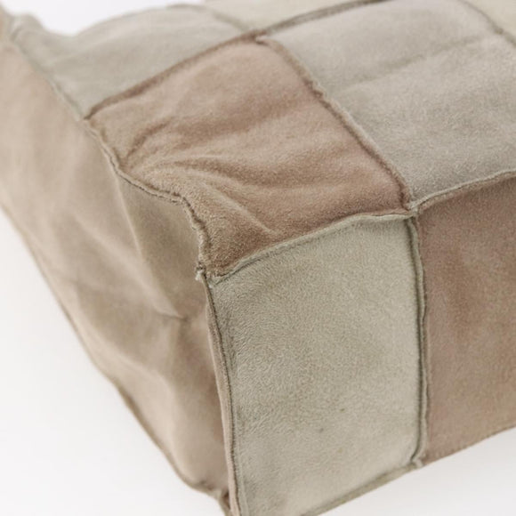 CHANEL patchwork Tote Bag Suede Beige CC Auth ki6084