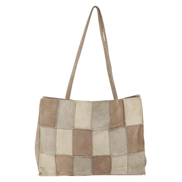 CHANEL patchwork Tote Bag Suede Beige CC Auth ki6084 - 0
