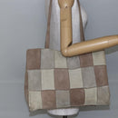 CHANEL patchwork Tote Bag Suede Beige CC Auth ki6084-21