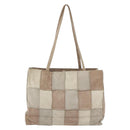 CHANEL patchwork Tote Bag Suede Beige CC Auth ki6084-3