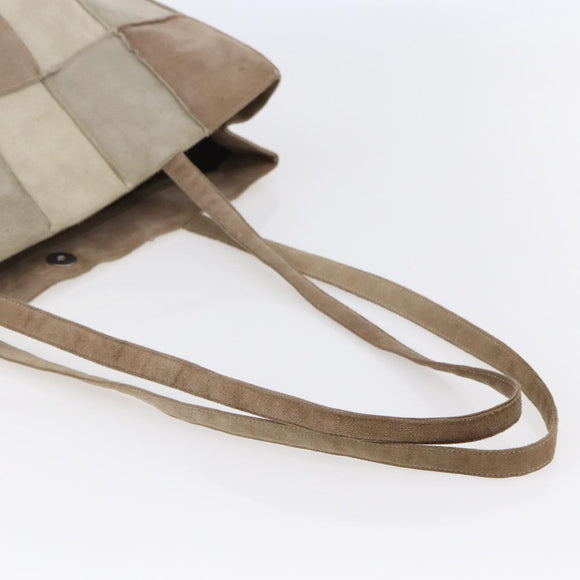CHANEL patchwork Tote Bag Suede Beige CC Auth ki6084