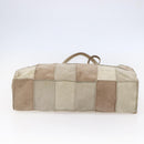 CHANEL patchwork Tote Bag Suede Beige CC Auth ki6084-9
