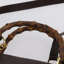 GUCCI Bamboo Hand Bag Leather 2way Brown Auth ki6088-15