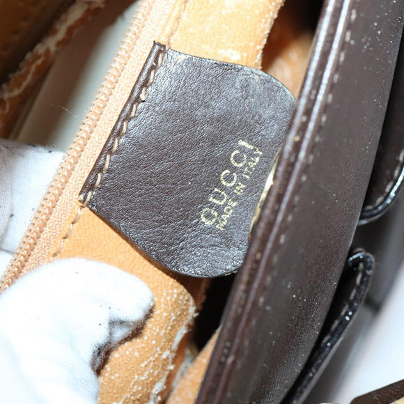 GUCCI Bamboo Hand Bag Leather 2way Brown Auth ki6088