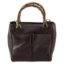 GUCCI Bamboo Hand Bag Leather 2way Brown Auth ki6088-13
