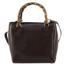 GUCCI Bamboo Hand Bag Leather 2way Brown Auth ki6088-2