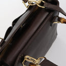 GUCCI Bamboo Hand Bag Leather 2way Brown Auth ki6088-6
